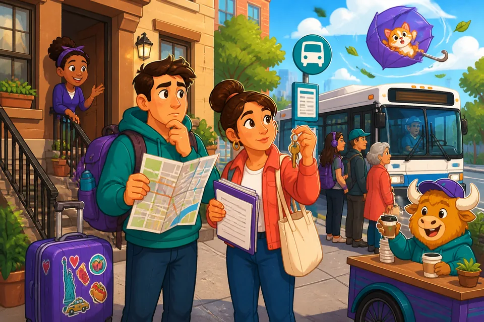 Short scene at a train station where two people ask about platforms and ticket prices in everyday English.