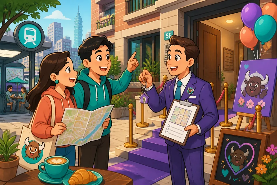 Two people talking about an apartment viewing and asking about availability and utilities in English.