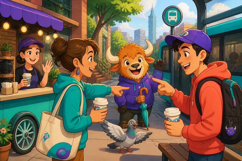 A casual social scene where people introduce themselves and ask 'Are you new here?' in English.