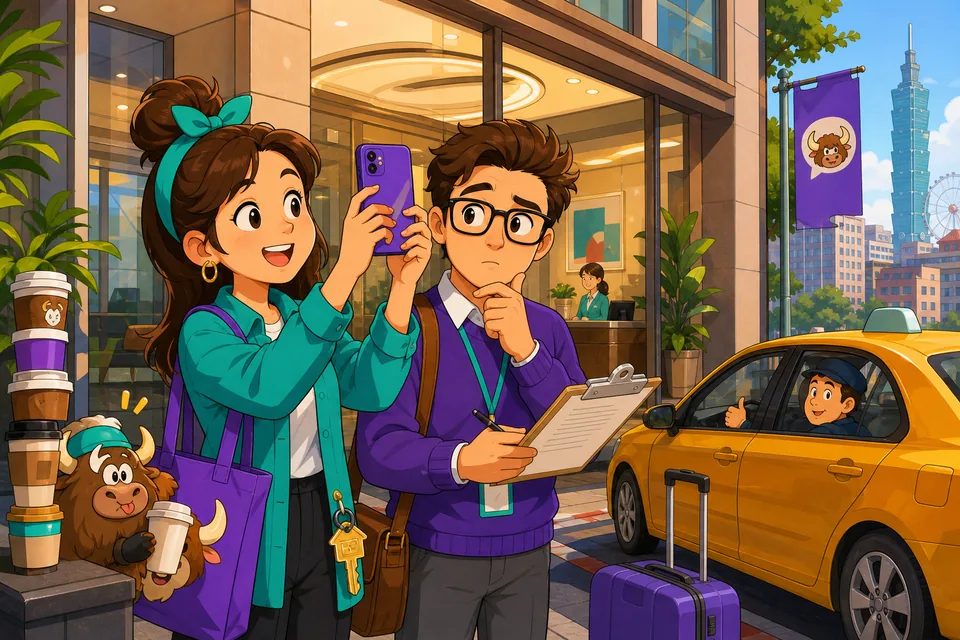 Anna and David talk politely about what is allowed in a quiet office area. The scene shows English phrases for permission and rules.