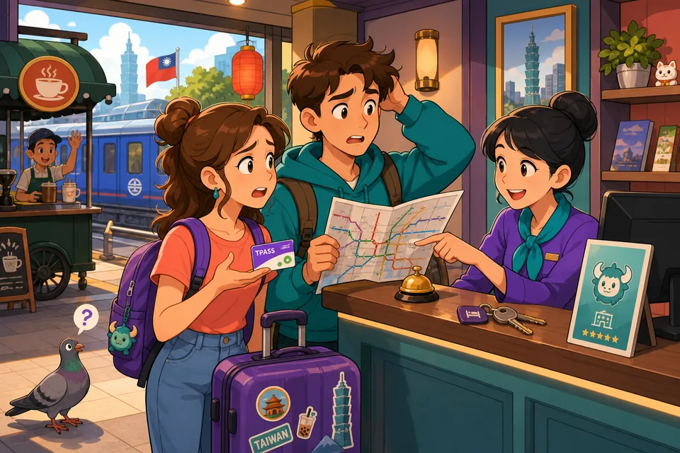 Anna and David talk at a train station, using English phrases for lost items, missed transport, and things that do not work.