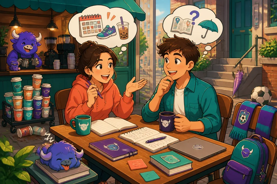 Anna and David discuss weekend plans, what they look forward to, and money goals — listening practice for B1 learners.