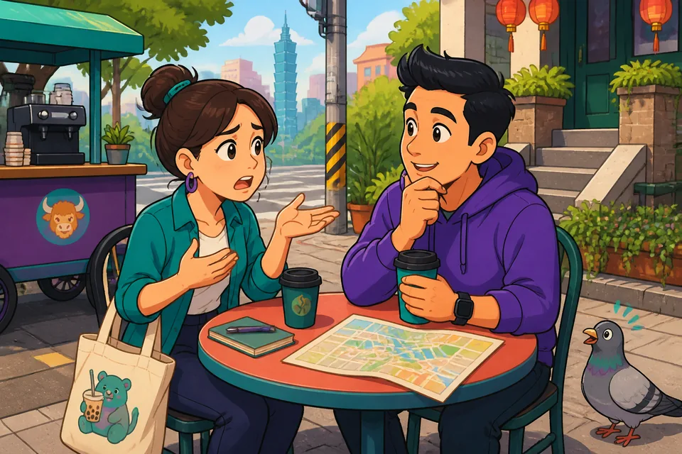 Anna and David chatting; example reactions like empathy and neutral interest are used.