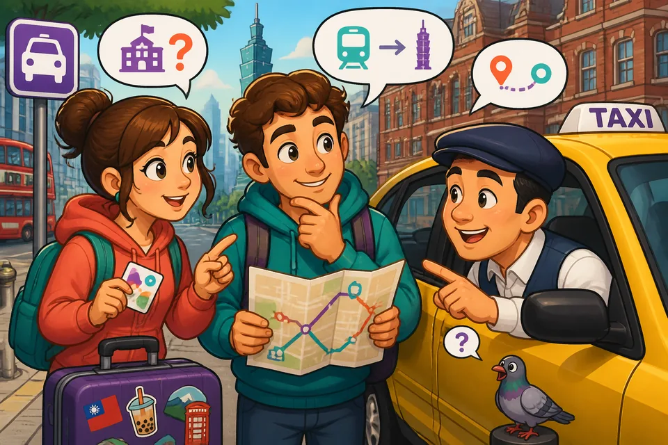 Anna and David talk on a sidewalk about how to get to the gare — a clear scene for language learning and asking directions.