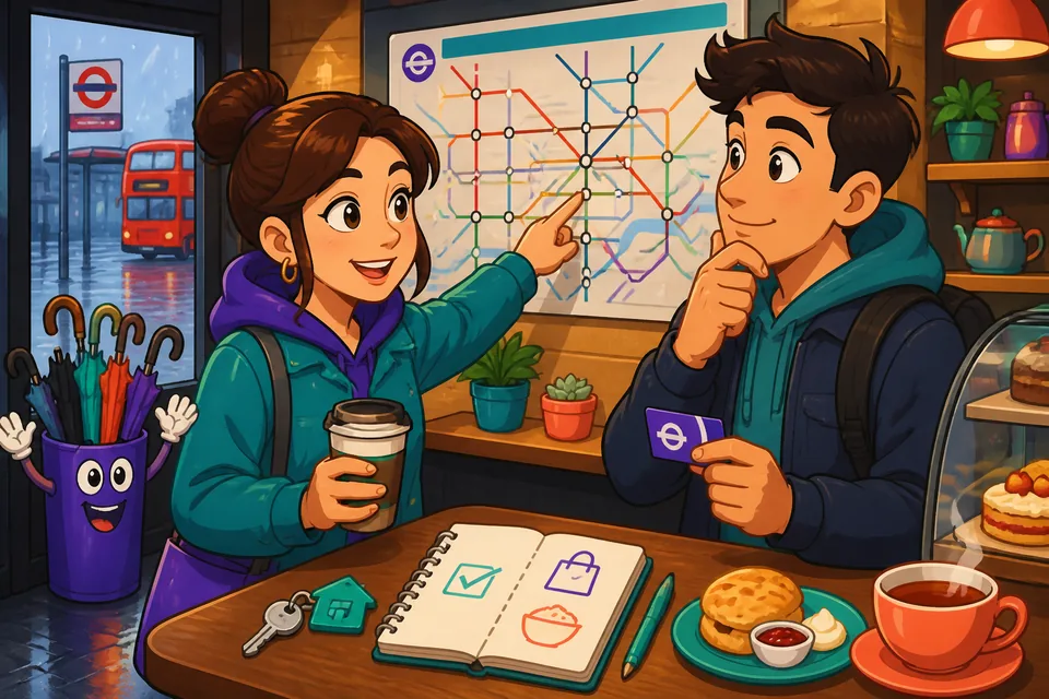 Two people in a café using polite refusals and asking if something is necessary in French.