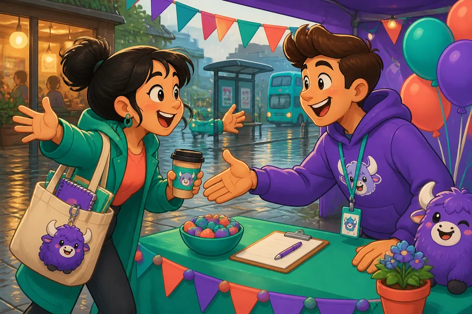 Two people meeting at an event, practicing introductions and asking where someone is from.