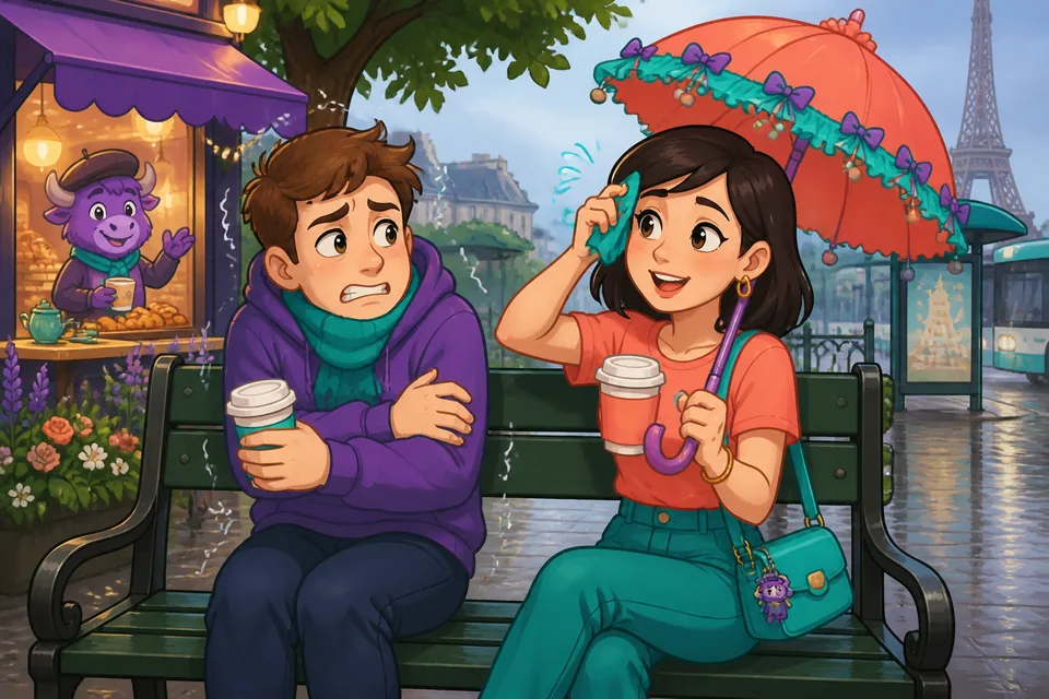Anna and David use short French phrases to describe how they feel; good example for beginners.