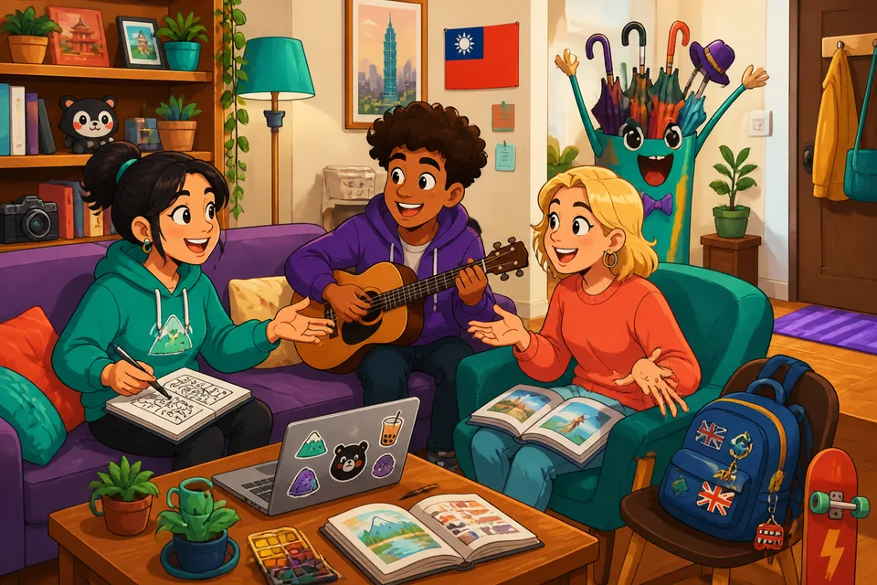 Two friends talking about hobbies — reading, gardening, and inviting each other to join activities in French.