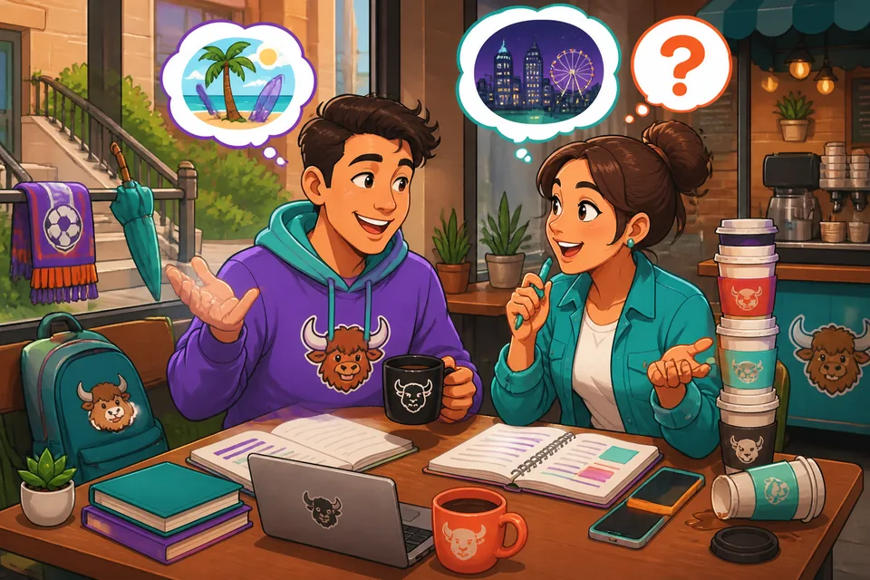 Anna and David using phrases like « Je prévois de... » and « Ça dépend de... » to talk about their plans.