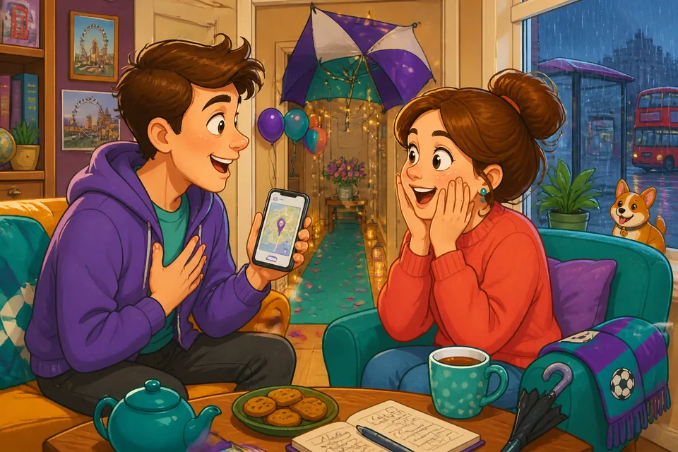 Anna and David exchanging surprising news in French; shows real conversational use of surprise phrases.