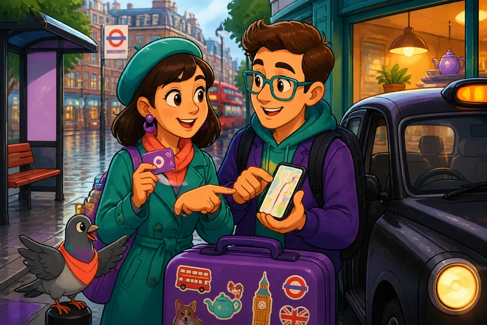 Two friends speaking French at a café, using phrases to change topic and return to points.