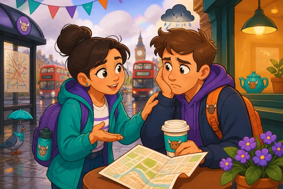 Two friends in conversation practicing French empathy phrases and supportive responses.