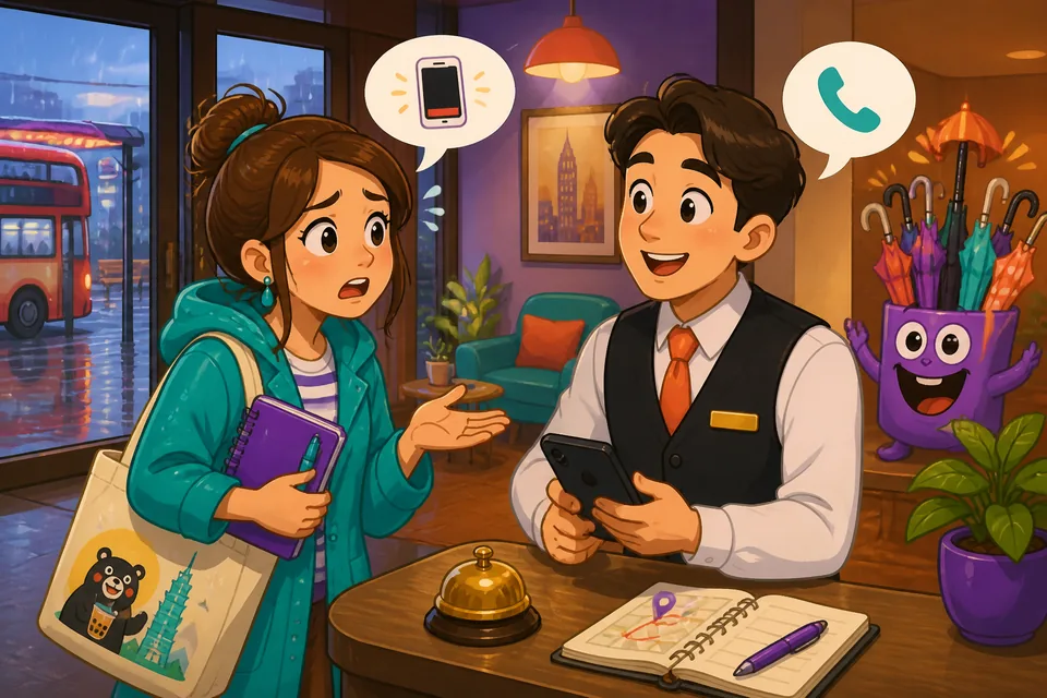 Two people speaking German in an urgent situation — practice asking for help and directions.