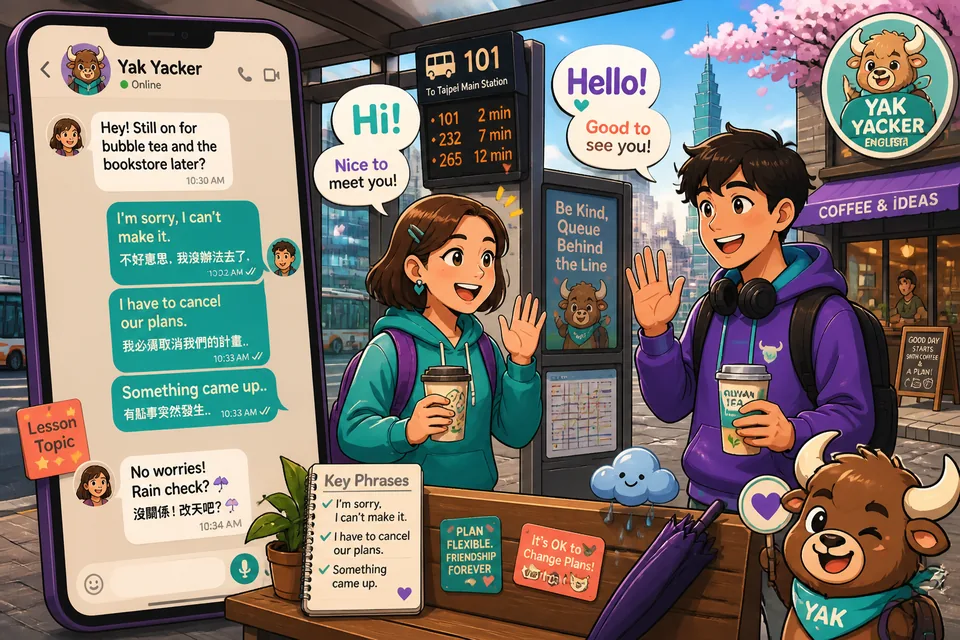 Anna and David talk about cancelling and rescheduling — example conversation for cancelling plans.