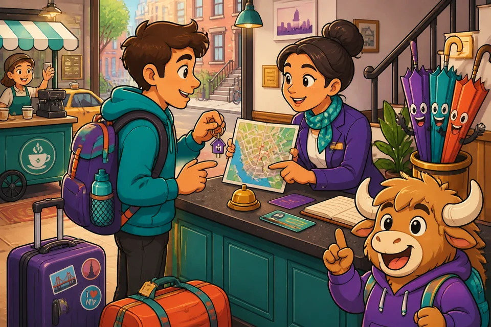 Anna and David look for a bag and use short German location phrases.