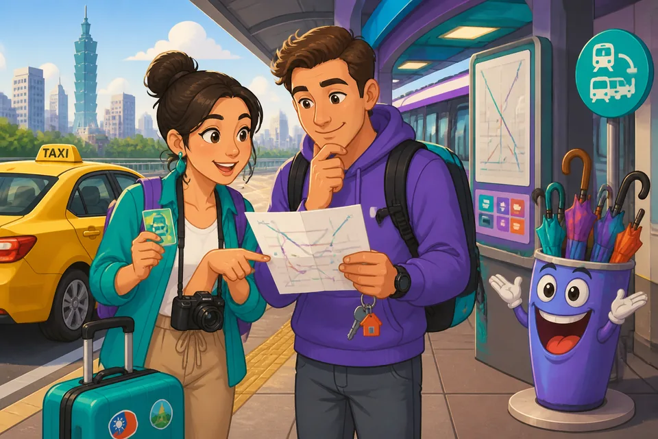 Close-up of a short conversation at a platform: asking which line goes to the Hauptbahnhof and where to change trains.