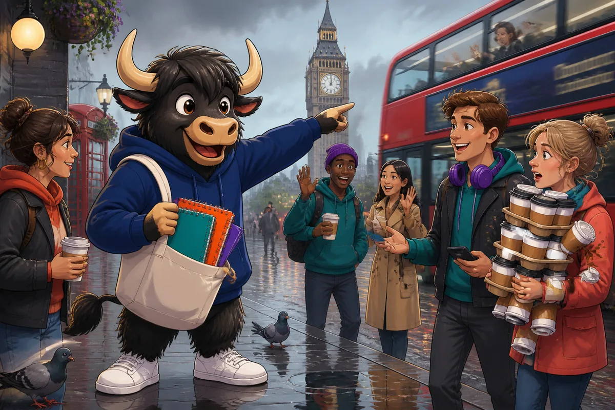 A friendly street scene showing people greeting each other — practice German opening phrases and small talk.