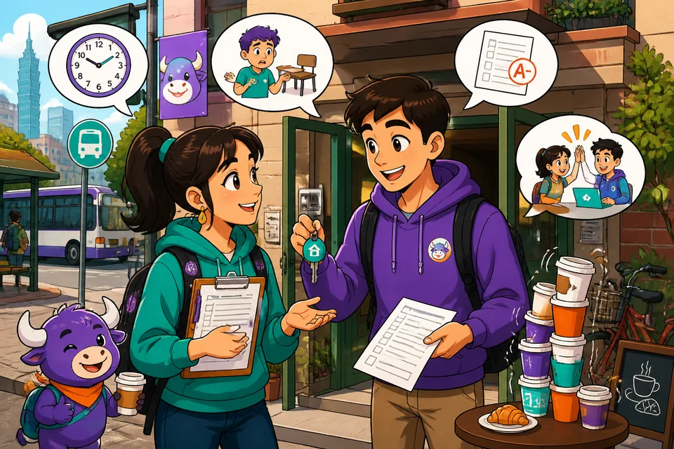 Anna and David chat about a missed class, a test result and a project — a short dialogue for school vocabulary practice.