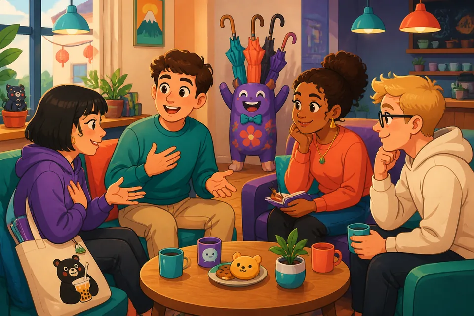Two friends talking in German about a hard situation; the scene shows supportive phrases being used.