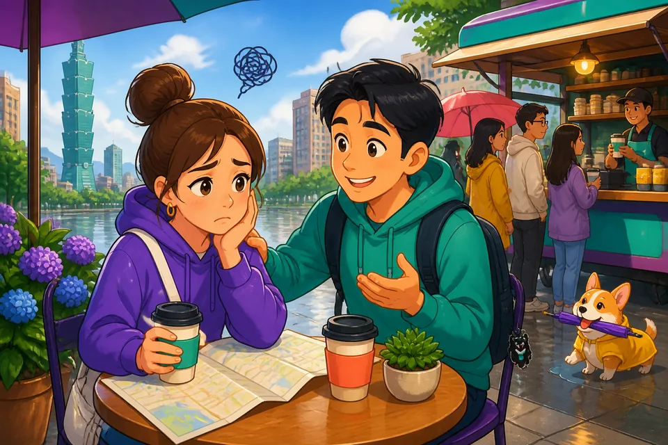 Anna and David in a short dialogue using encouraging German sentences after a small mistake.