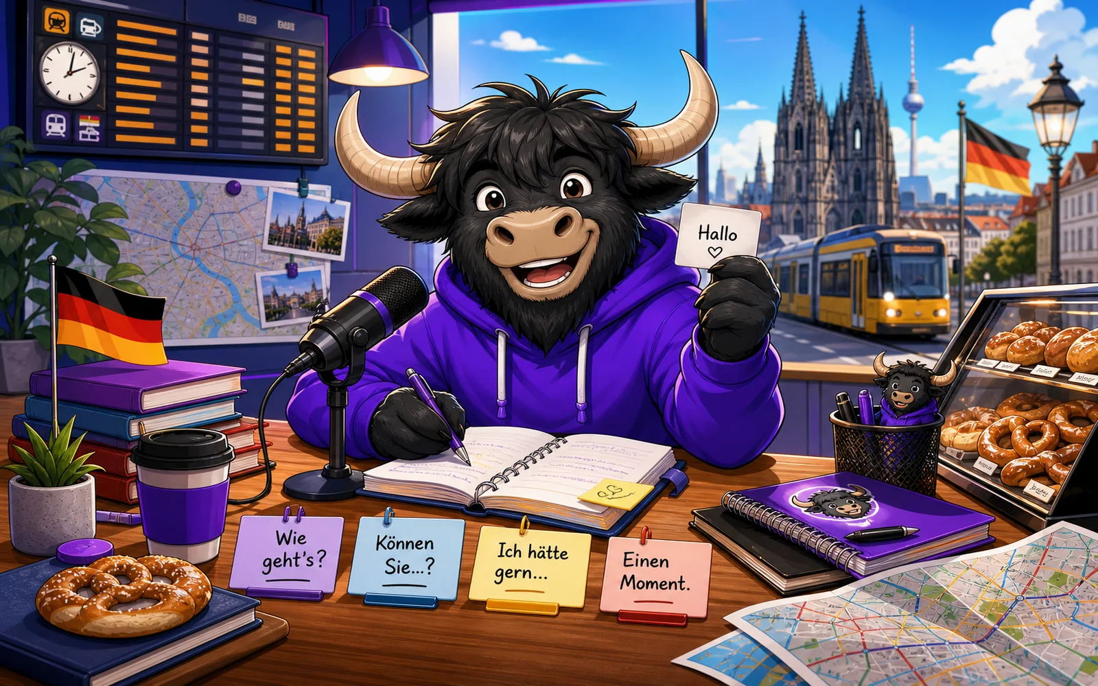 Learn German with free online lessons, audio, speaking practice, and a course overview page.