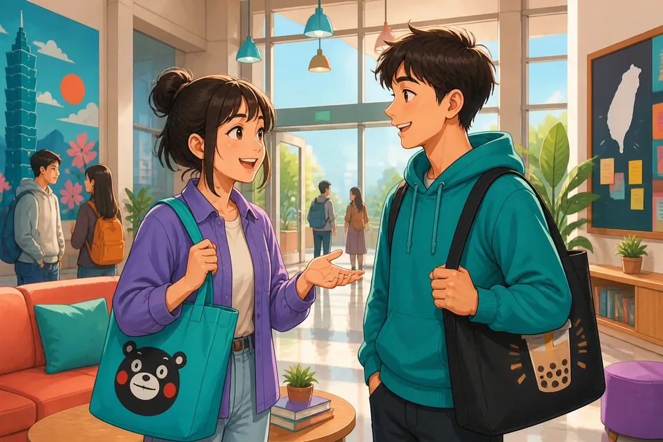 Anna and David standing near a train station, discussing availability and where to meet using polite Japanese planning phrases.