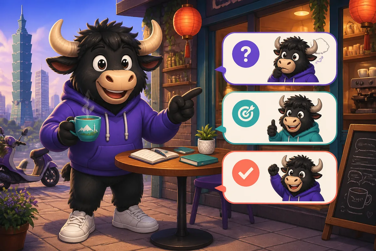 Two friends chatting in Japanese at a café, showing common polite conversation phrases about trying things and results.