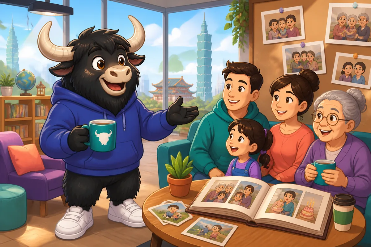 A warm family scene in Japan: three generations smiling together, representing family vocabulary and talking about relatives.