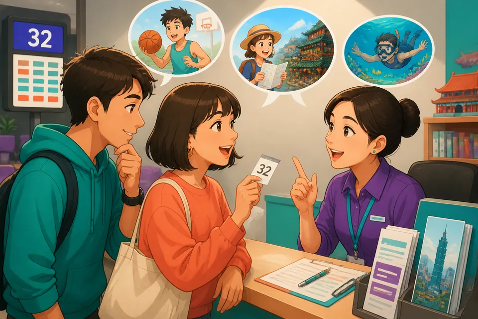 A cozy café where someone is saying 数年前、___ました to start a memory; Japanese phrases about past experiences appear around them.