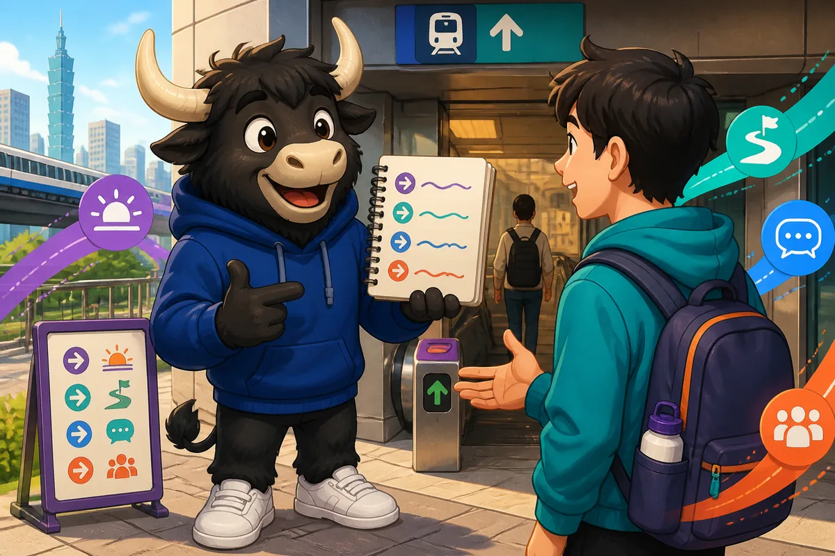 Two friends in a café using Japanese transition phrases while planning a weekend; close-up on animated conversation bubbles with phrases like ところで and 実は.