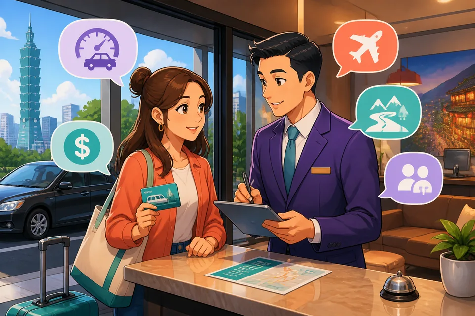 Driver and passenger talking in a cab: the passenger asks the driver to stop, wait, slow down, and requests a receipt in Simplified Chinese.