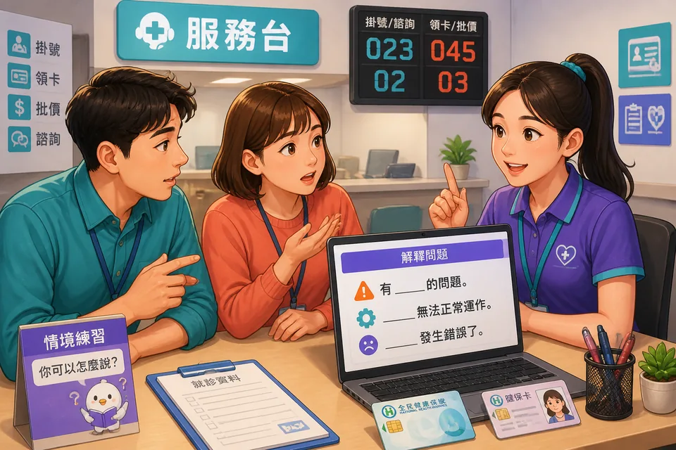 Two colleagues look at a laptop screen together while one explains the issue and the other asks questions in Simplified Chinese.