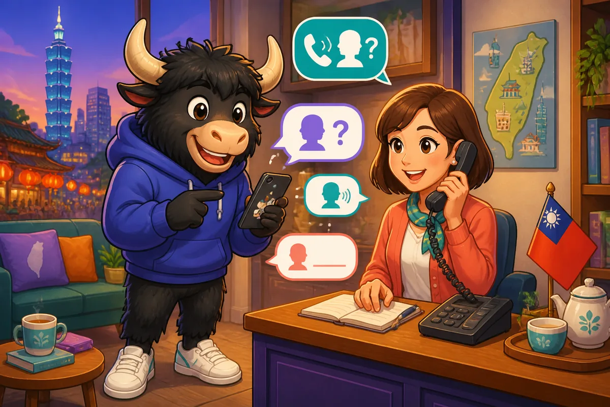 Two people speaking on phones with Simplified Chinese phone message phrases floating, illustrating phone messages vocabulary.
