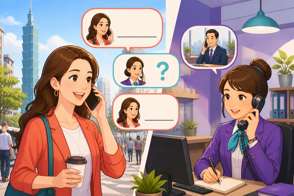 A short phone call scene in Simplified Chinese with one caller asking for a manager and the assistant offering to take a message.