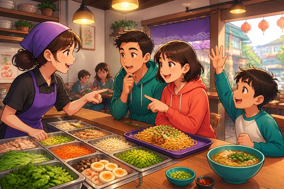 Close-up of hands exchanging fruit and money at a Chinese market, representing Simplified Chinese phrases for price and payment.