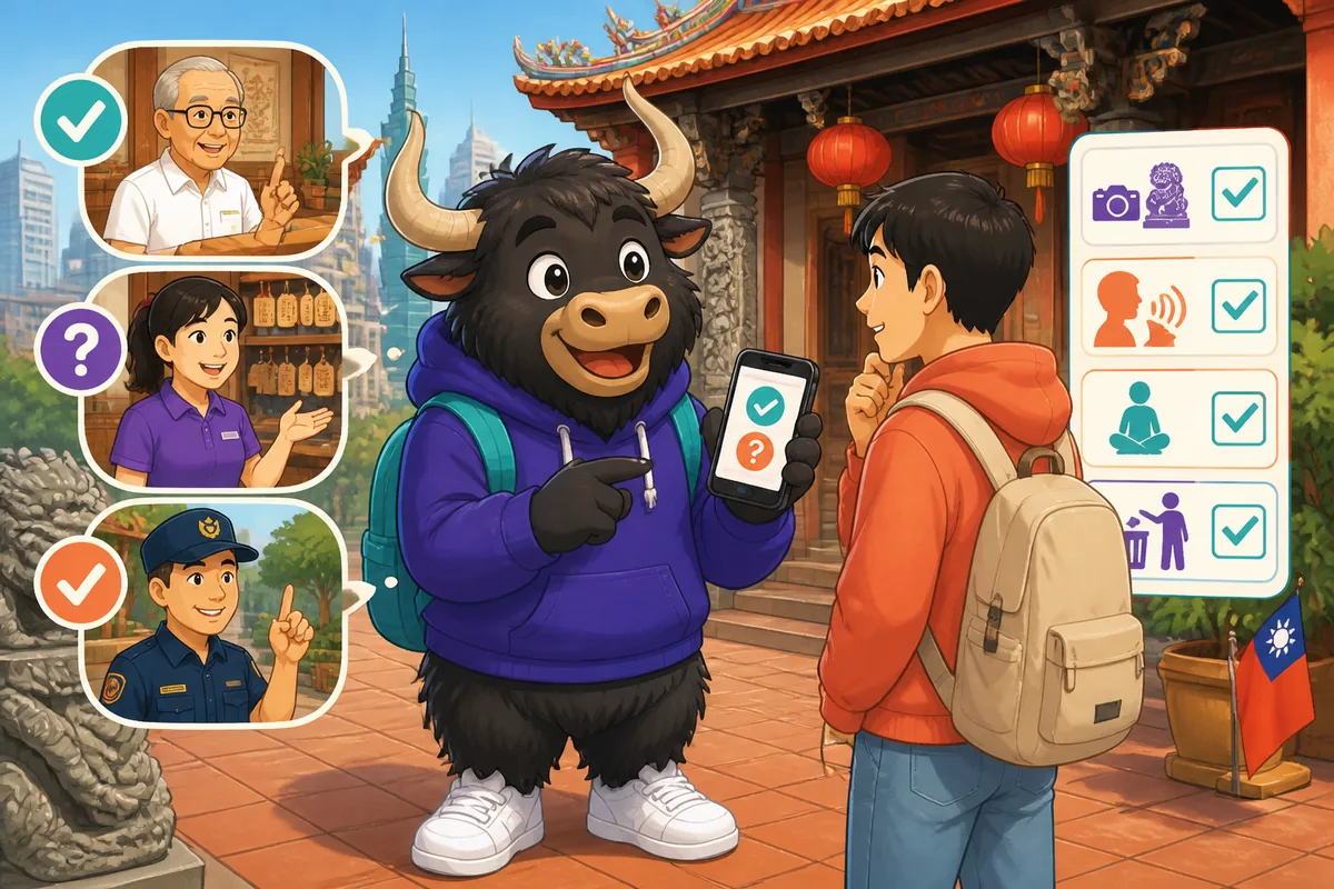 Two people politely asking and giving permission in Simplified Chinese; topic: asking permission phrases.