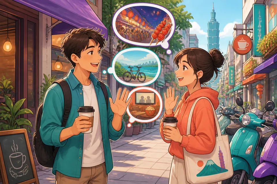 Anna and David discuss whether to go on an outing or change plans, using common opinion phrases in Simplified Chinese.