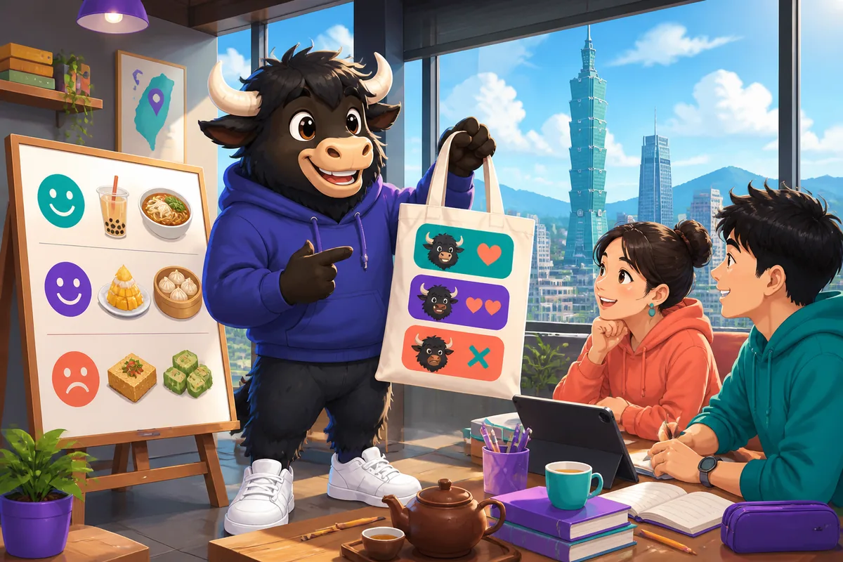 Two friends chatting about food preferences in Simplified Chinese; warm cafe scene illustrating the lesson topic Preferences.