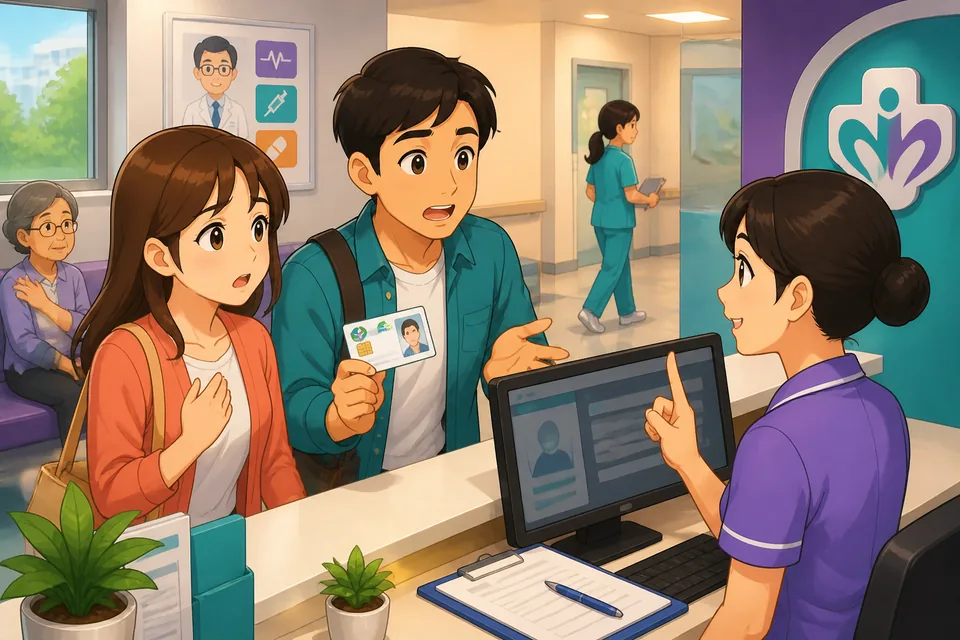 Two coworkers in a meeting room explain and confirm causes in Simplified Chinese about a late arrival and changed plans.