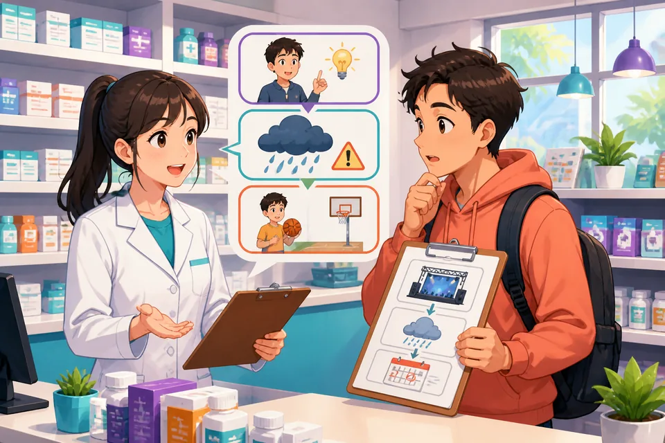 Anna and David stand by a whiteboard, pointing to notes as they say phrases like '有两个原因' and '这就是为什么' while solving a problem in Chinese.