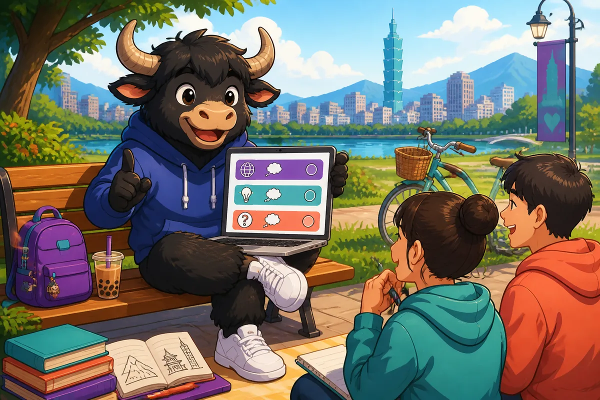 A friendly scene of two people chatting in Simplified Chinese about future plans, with calendar and travel icons; image relates to future plans and personal life.
