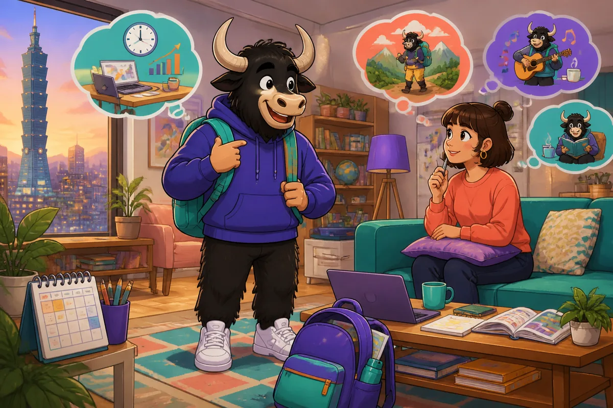 Two friends planning their weekend in Simplified Chinese, talking about future plans and saving money.