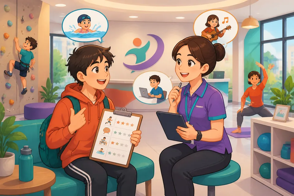 Illustration of a student practicing phrases about what they can and can’t do in Simplified Chinese.