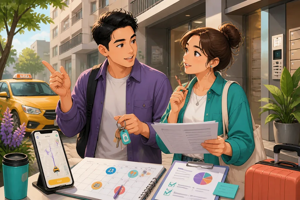 Anna and David discuss next week's event, briefly shift subjects, and add a final budget point using Simplified Chinese topic-transition phrases.