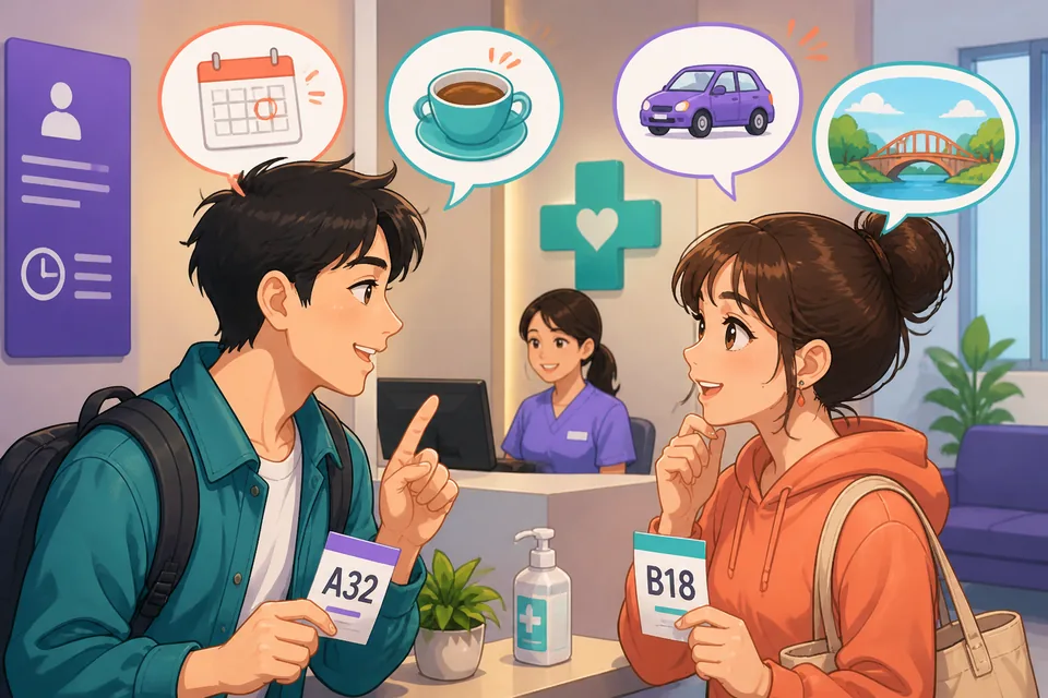 Anna and David speaking in Simplified Chinese, using transition phrases to shift topics and remind each other of plans.