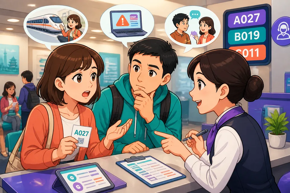 A cozy table scene where people practice Simplified Chinese conversational glue like 对了 and 说到___ to connect ideas.