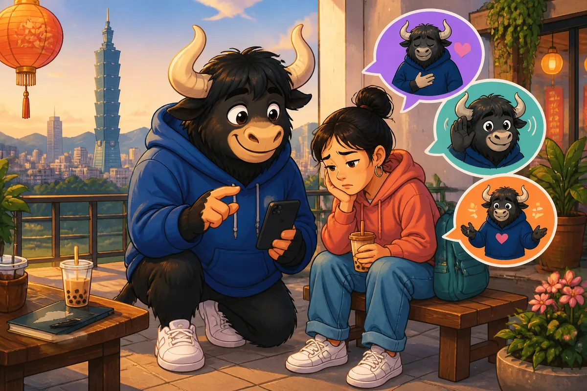 Two friends sitting on a bench talking in Simplified Chinese about feelings — the scene shows empathy phrases from the lesson.