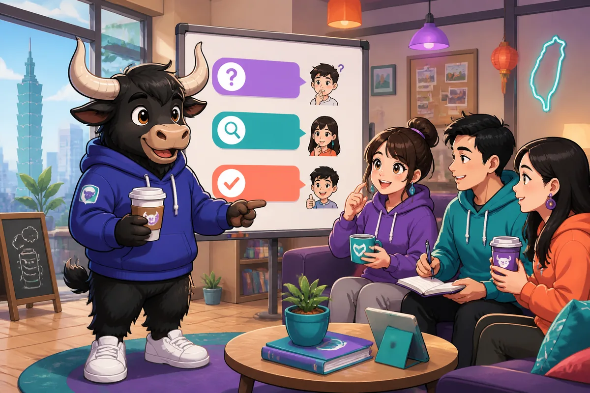 A small team in a meeting checking understanding in Simplified Chinese, showing the phrase 哪一部分不清楚？; friendly office scene.