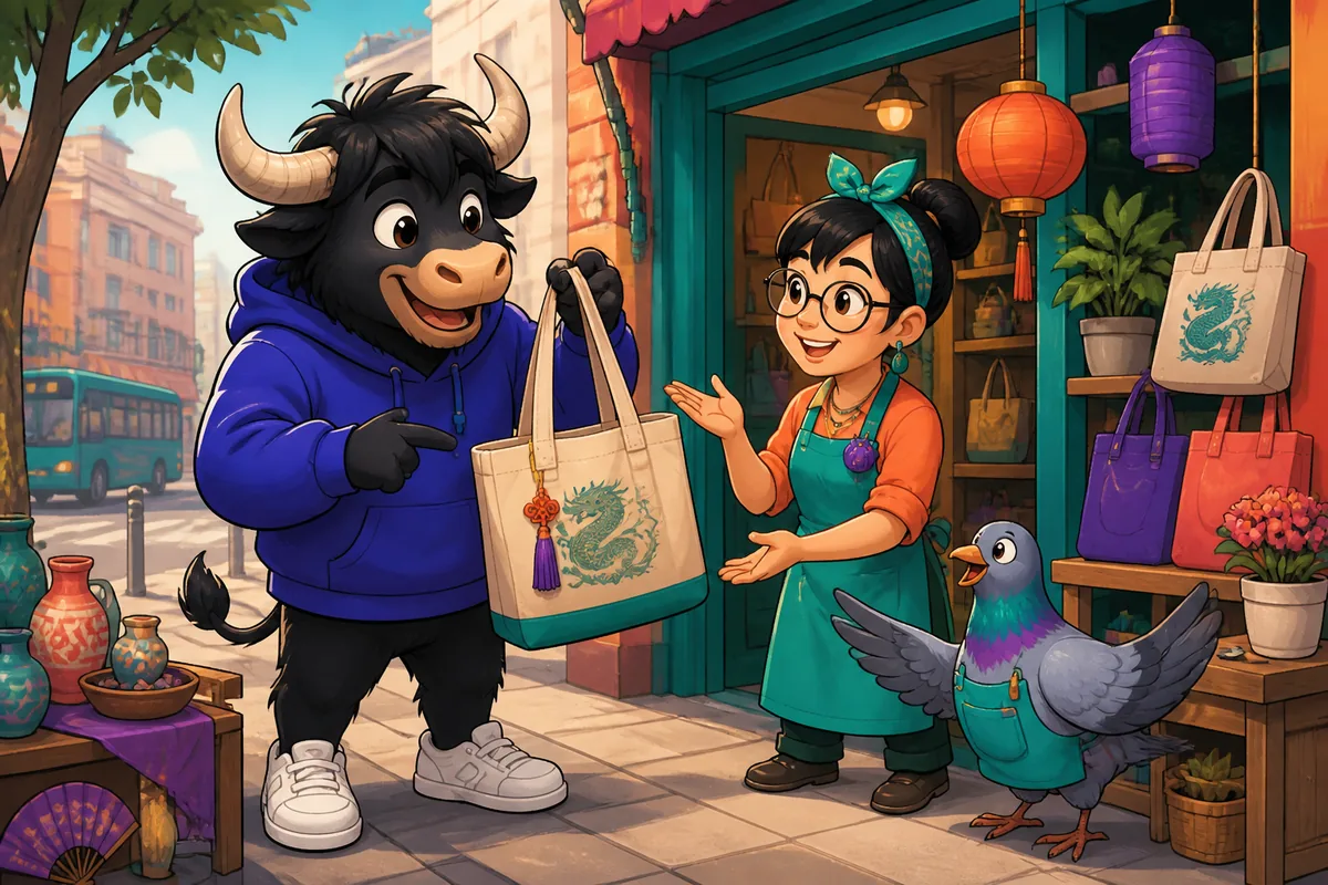 Person shopping in a small shop, practicing Spanish shopping phrases for everyday purchases.