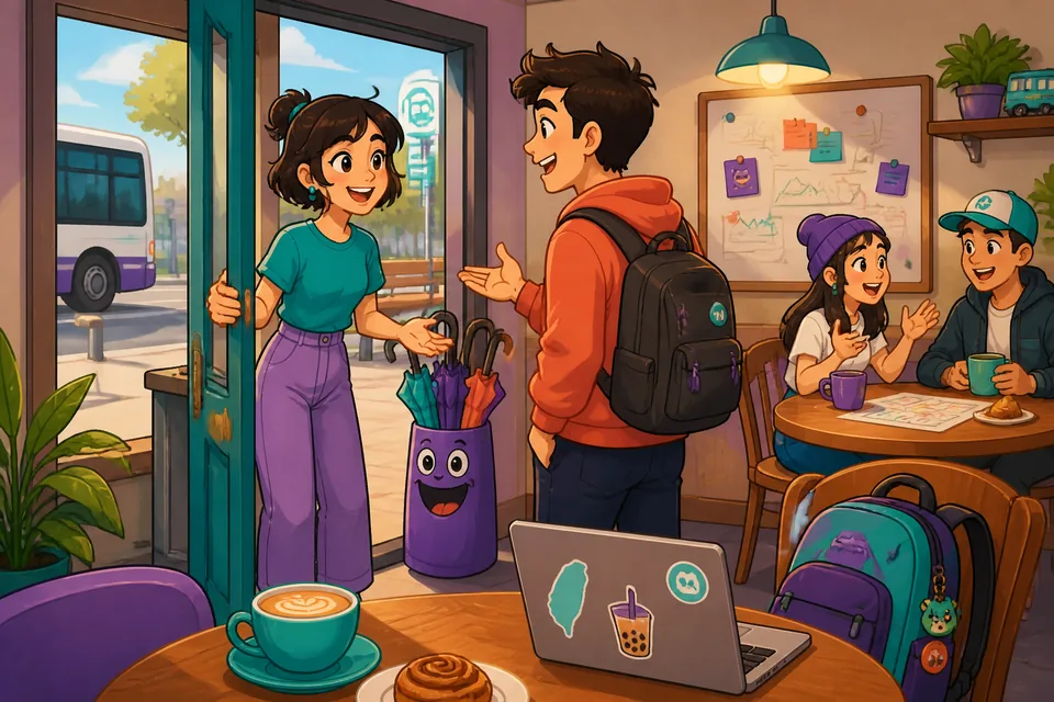 Anna invites David into her home and they use everyday Spanish phrases to be polite and comfortable.
